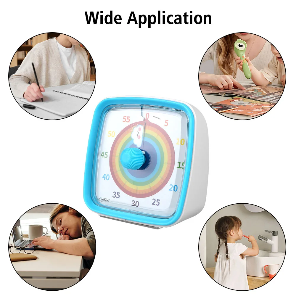 Kids Children Reminder Time Management Tool Visual Timer Ultra Silent Night Light Countdown Timer Alarm Clock 60 Minutes