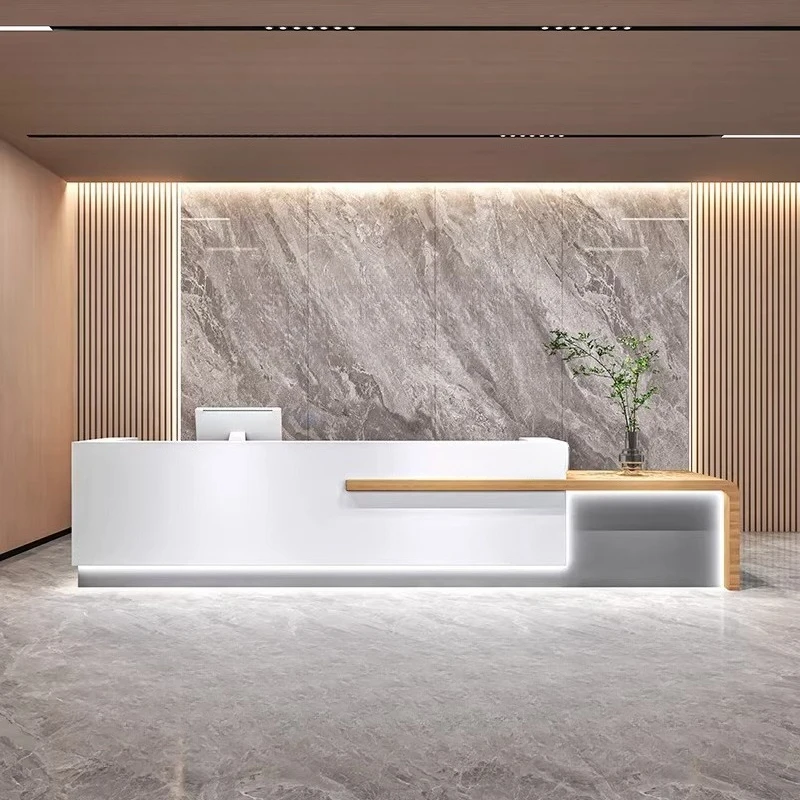 

Company Executive Reception Desks Minimalist Aesthetic Simple Design Reception Desks Unique Long Mostrador Trendy Furniture