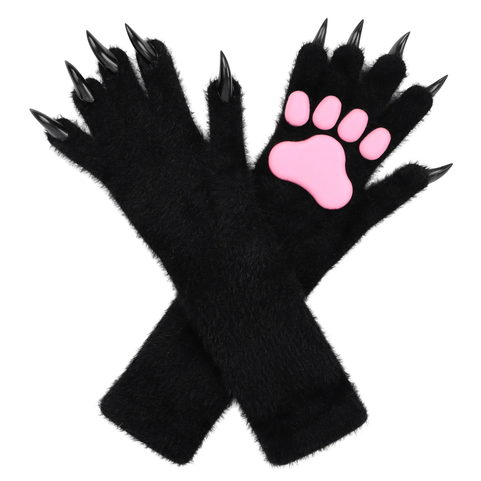 Halloween Gloves Props Cosplay Animal Paw Gloves with Cat Bear Fox Wolf Dog Claws Pads for Party Cosplay for Unisex