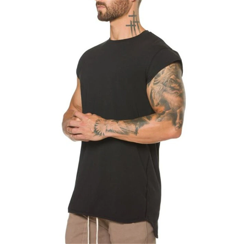 Solid Color Workout Muscle Shirts Gym Bodybuilding Cotton Breathable Small Sleeve T-shirt Mens Fitness Casual Hip Hop Tee Tops image 3