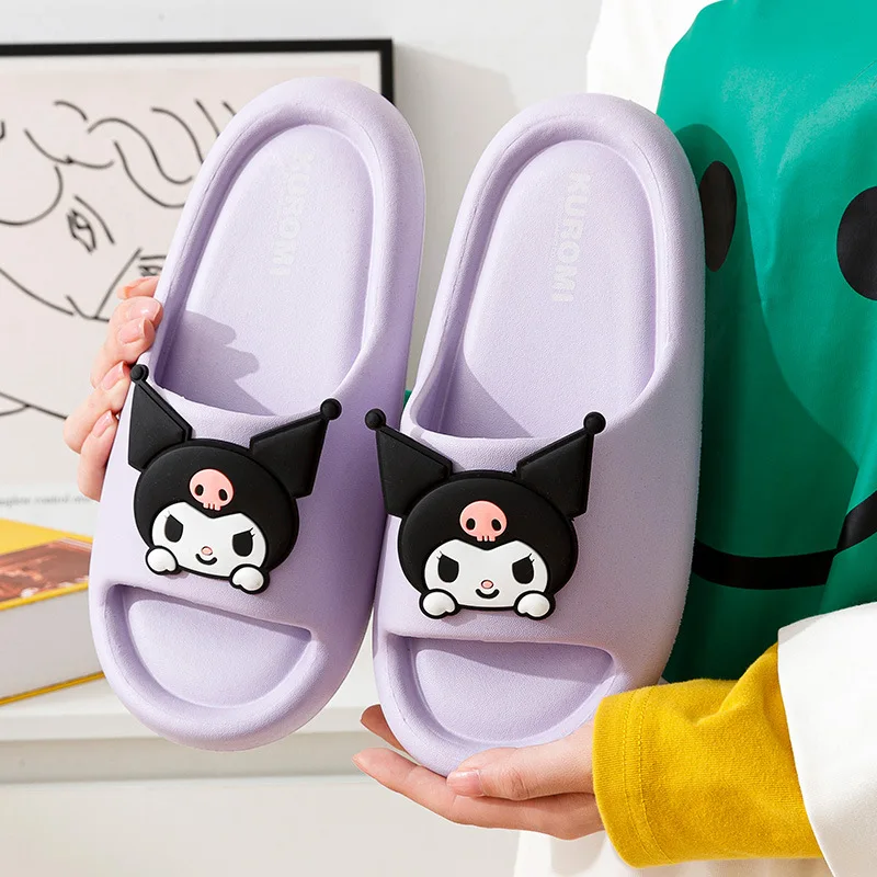 Family Slippers Cute Soft Lightnes Cloud Like In Door Slides Kuromi My Melody Pochacco Sweet Shoes For Kids EVA