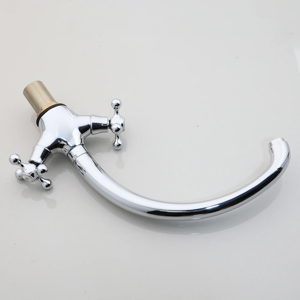 KEMAIDI Chrome Finished Kitchen Sink Faucet Double Handle Hot and Cold Water Mixer Tap Deck Mounted Torneira Cozinha