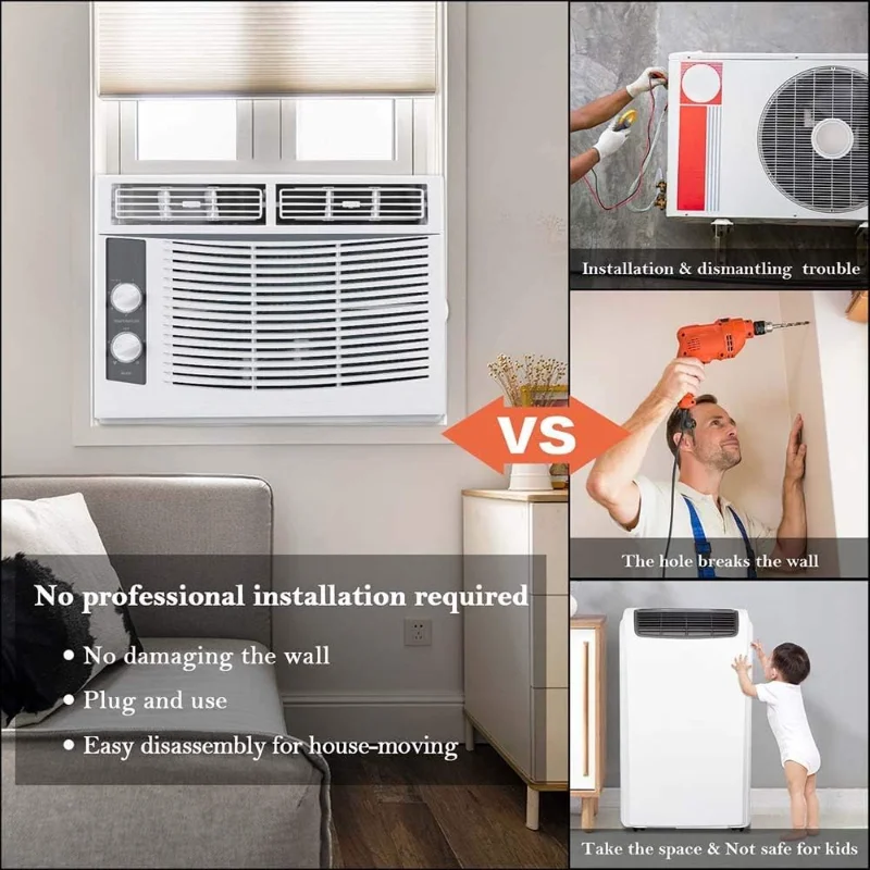 ROVSUN 5000 BTU Air Conditioner Window Unit, 115V/60Hz AC for Window, Cooling Rooms up to 150 Sq. Ft, Easy Install Kit Included