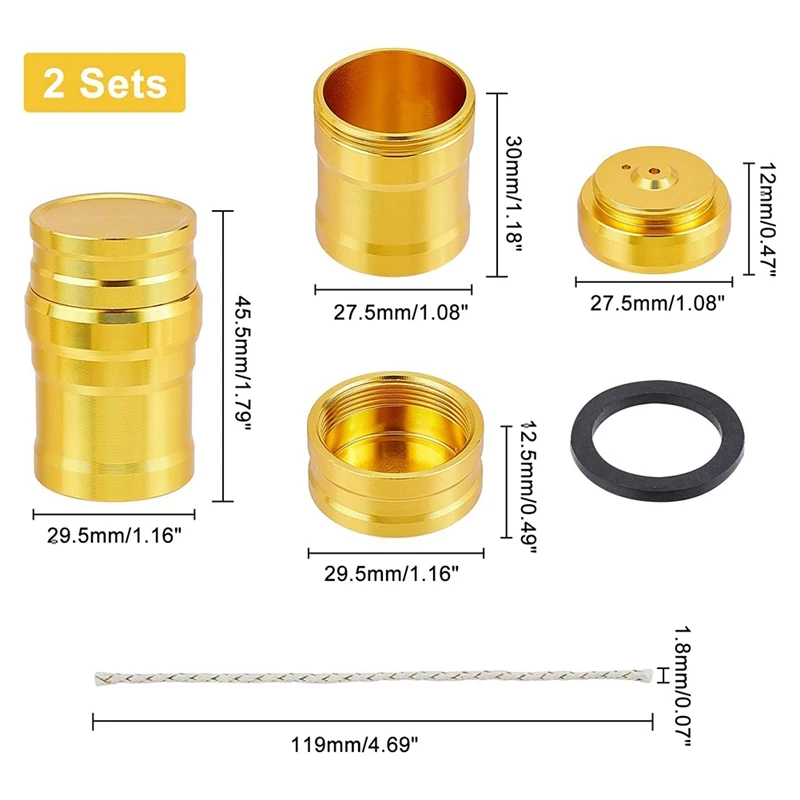 Fogão portátil do álcool do metal com cabo do algodão, mini lâmpada do queimador para o agregado familiar e o acampamento exterior, 2 PCes