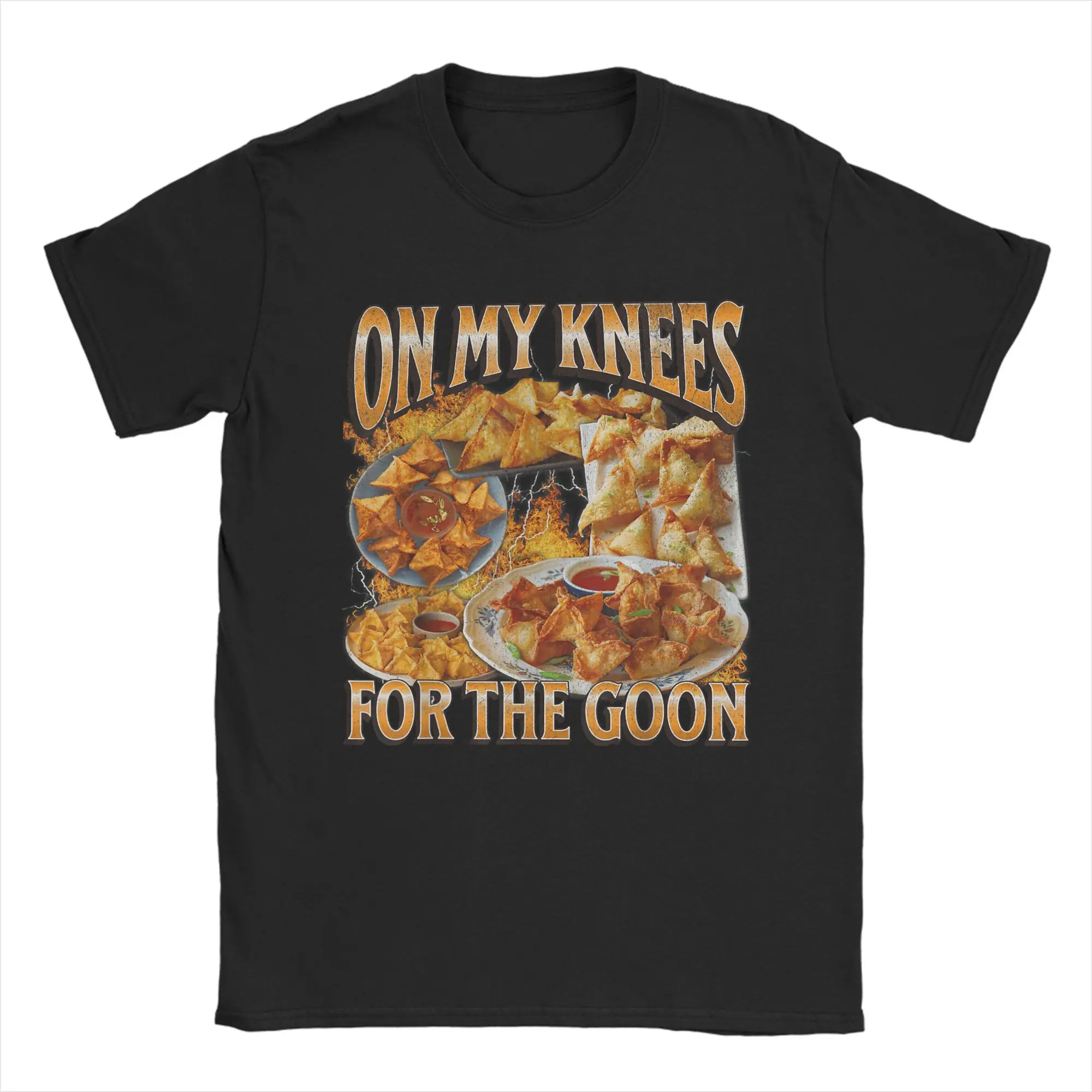 Funny On My Knees Funny Crab Rangoon Meme Graphic T-Shirt Men Crewneck 100% Cotton T Shirts  Short Sleeve Tee Shirt Clothing