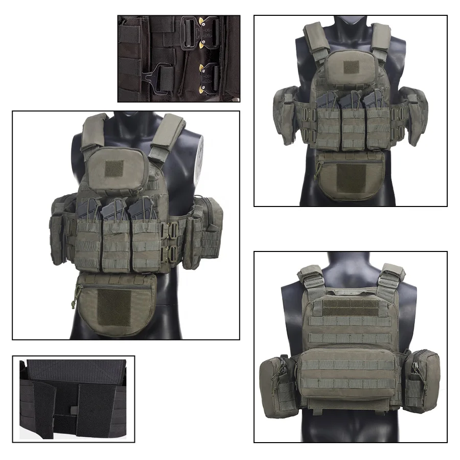

Metal quick release hunting vest with eight accessory bags suitable for hunting, wilderness survival, etc