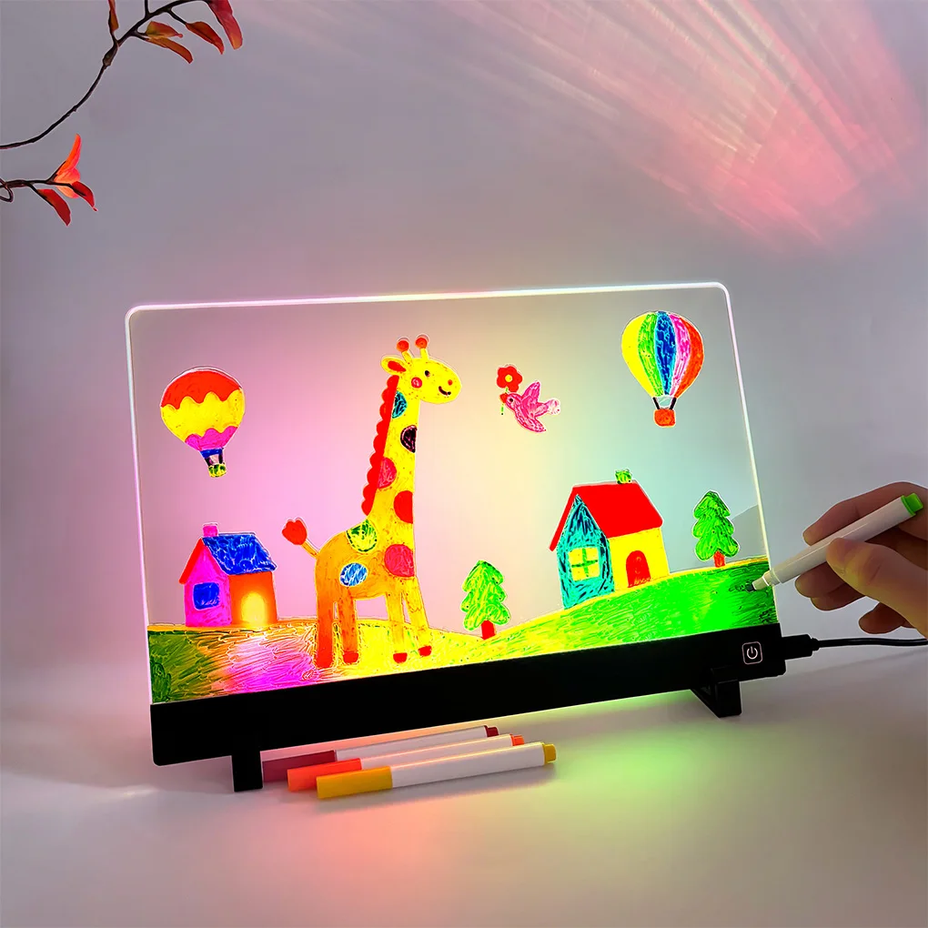Kids Drawing Board Reusable LCD Tablet Erasable Light-Up Doodle Pad for Children Fun Educational Toy Menu Board