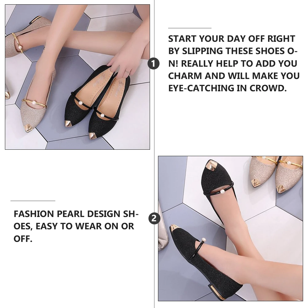 

1Pair Pearl Embellished Flat Nude Pumps For Women Anti-Slip Pointed Toe Shoes Elegant Casual Party Wedding Wear Woman Single