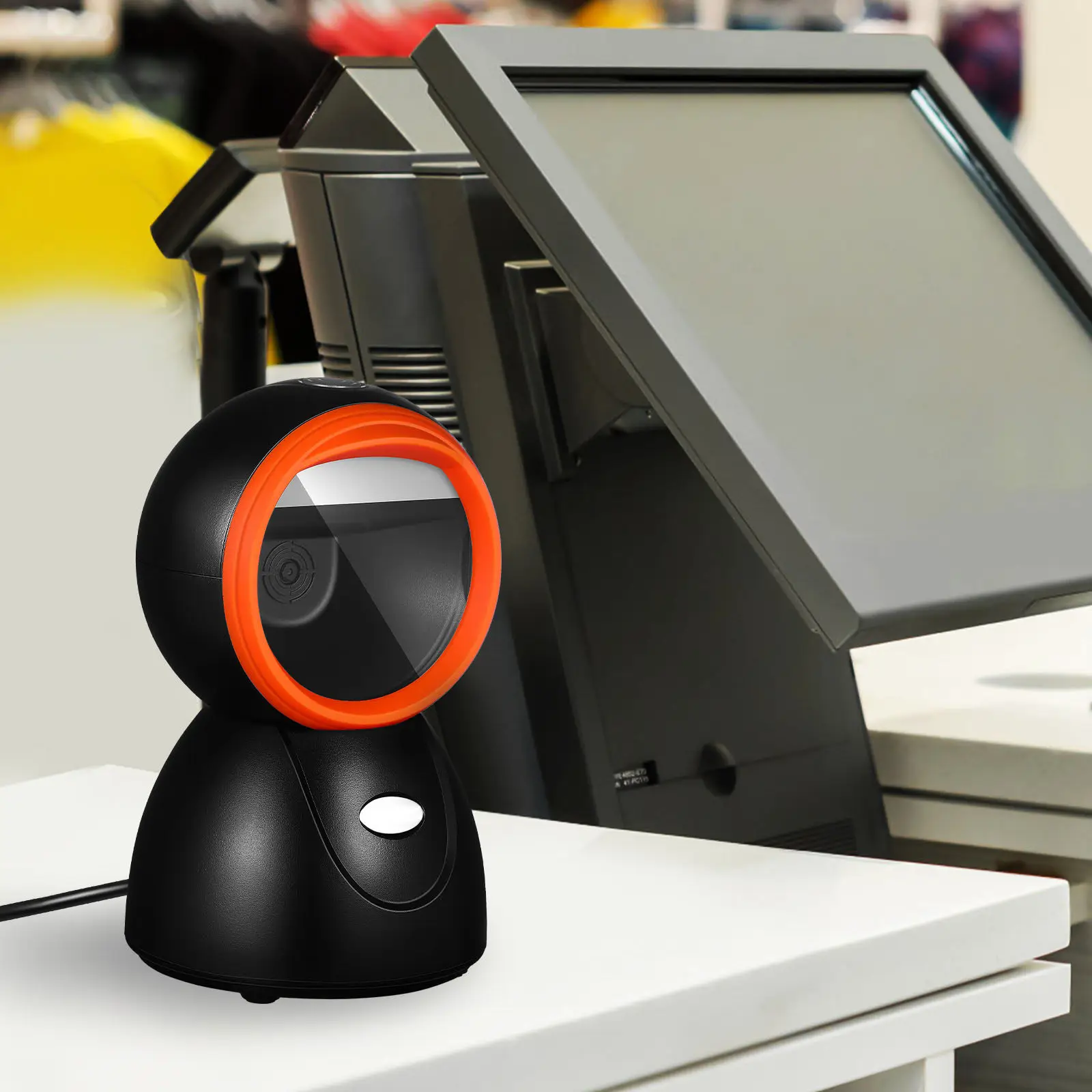 Barcode Scanner Desktop Adjustable Scanning Angle Hands-Free Code Reader for Supermarket Retail Inventory Efficient Qr Code