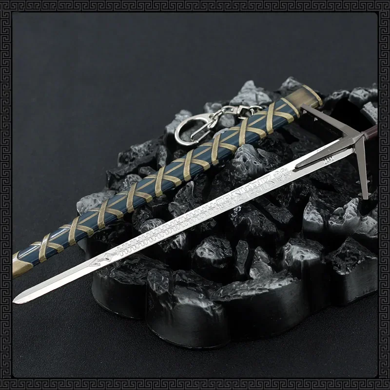 スチール製の野生の狩猟用武器,周辺機器,カットされていないモデル,金属製のおもちゃ,武器のコレクション,空中ゲーム,ジェラルトゲーム,22cm