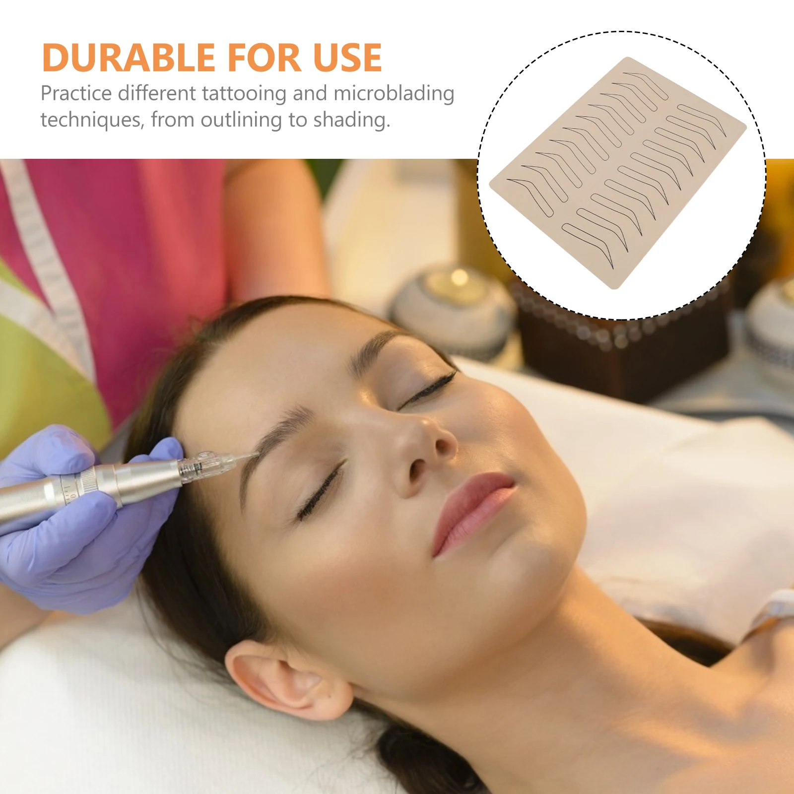 

6pcs Practice Skin Sheets Real Human Feel Double Sided Tattoo Microblading Techniques Rubber For Eyebrow Practice