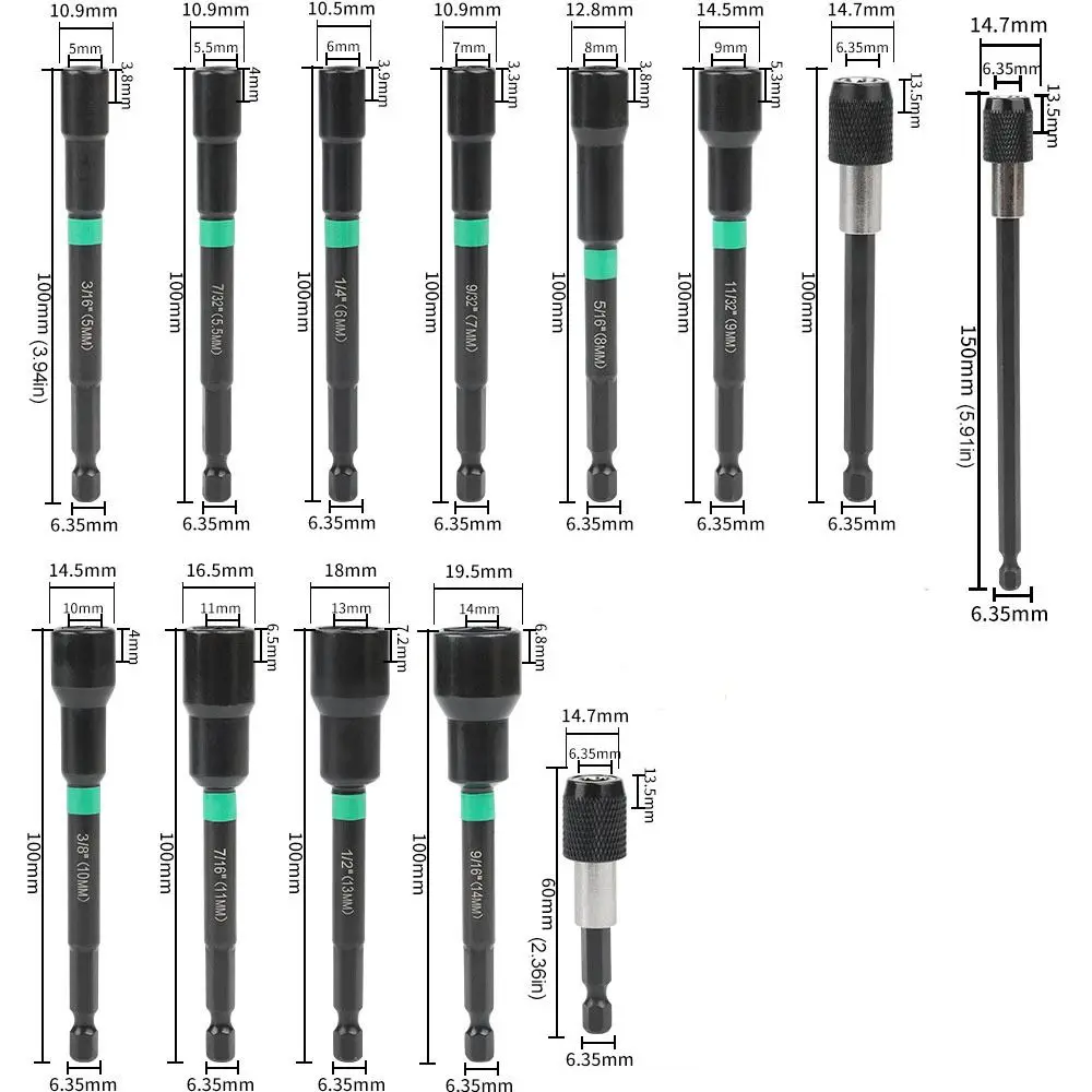 Manicotto a esagono incassato magnetico ad alta durezza 5mm-14mm testa a esagono incassato senza scivolamento prolunga per punta da trapano in acciaio cacciavite elettrico