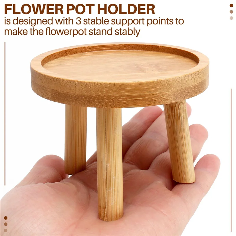 Hot Sale-5X Wooden Plant Stand Flower Pot Base Holder Stool High Stool Balcony Succulent Round Flower Shelf For Indoor Outdoor
