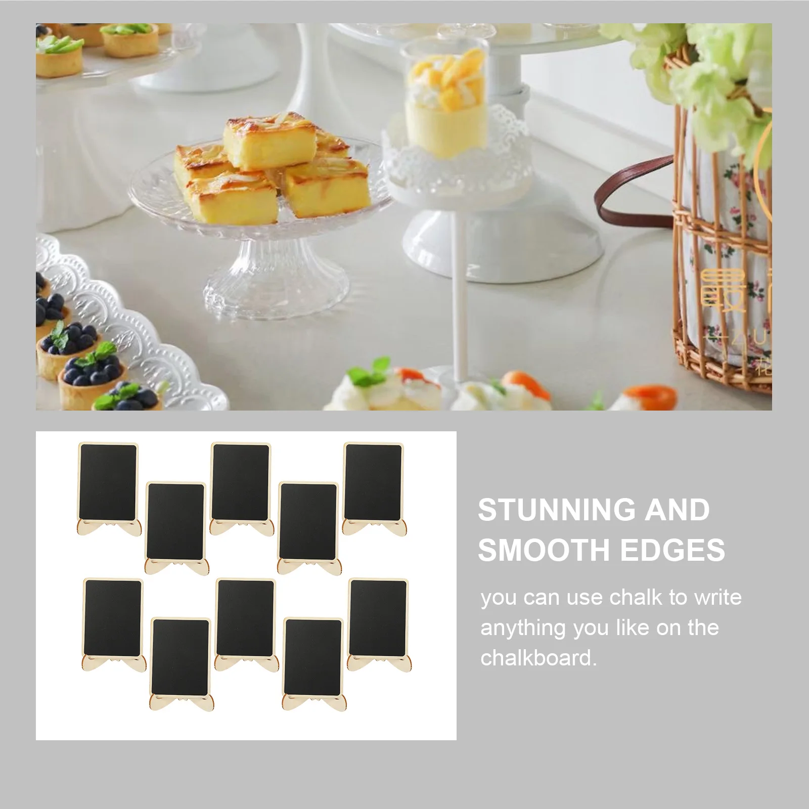10Pcs Small Mini Chalkboard Signs Decorative Message Boards PVC Material for Wedding Birthday Home Office Mini Chalkboard Signs