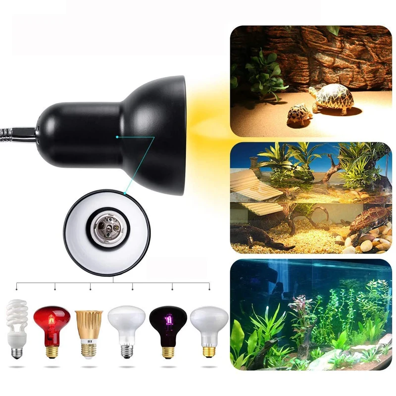 Reptile Heating Lamp Holder UVA UVB Light Rotatable Basking Spot Light Simulated Sunlight For Turtle Lizard Dimmable 220-240V