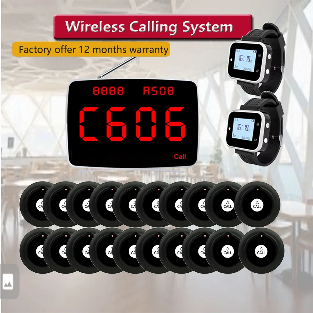 QWICALL 20 Table Service Call Buttons 1 Display Monitor 2 Watch Receiver Pager for Restaurant Wireless Calling System