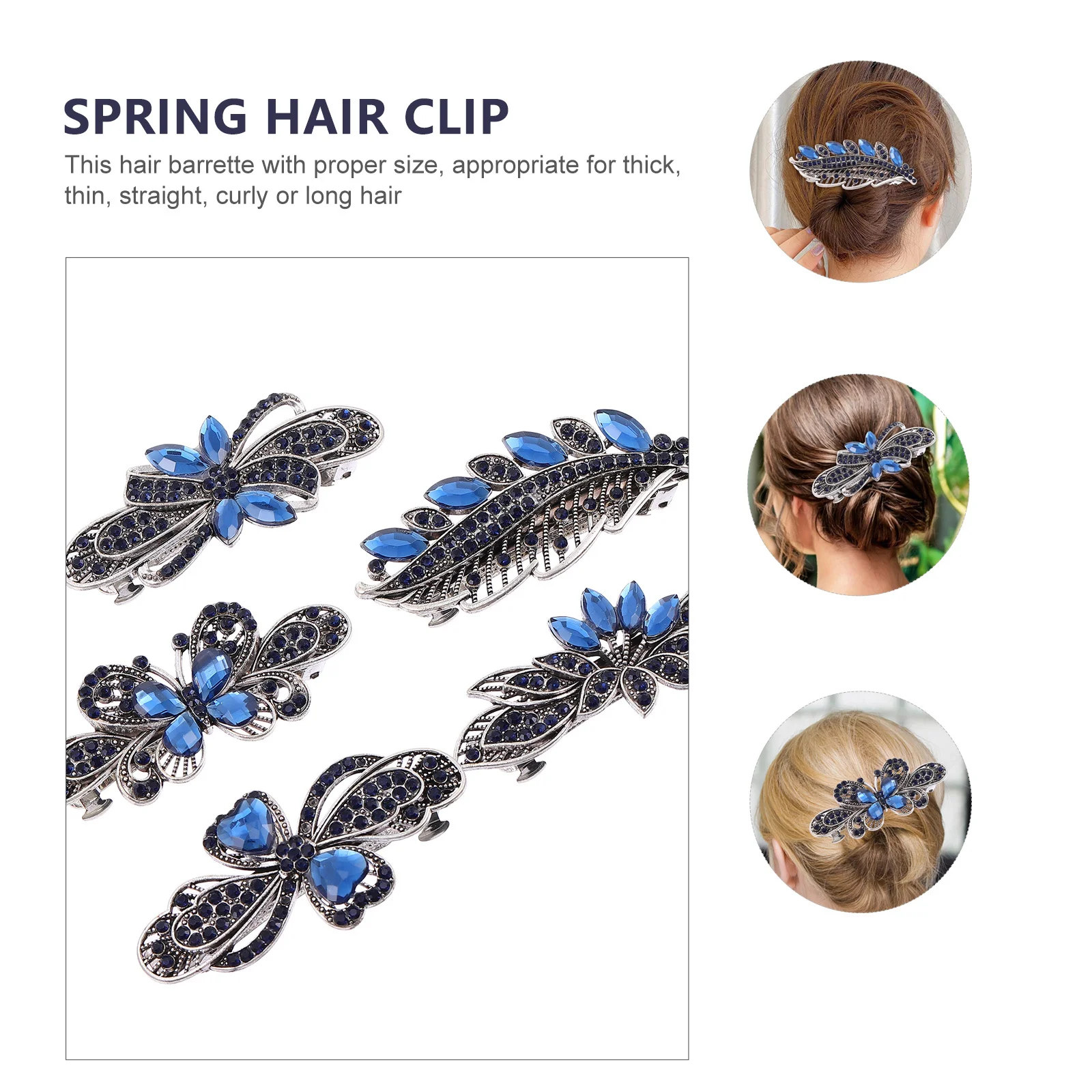 5 قطع من مشابك الشعر المصنوعة من حجر الراين، مشابك أنيقة للشعر السميك والرفيع وإكسسوارات الزفاف للنساء والفتيات