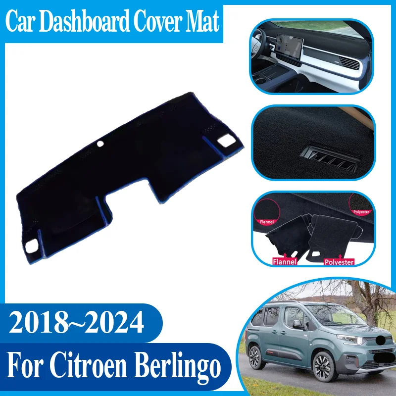 

Anti-sun Anti-Slip Car Dashboard Dashmat Center Console Dash Mat Cover Mat Accessories For Citroen Berlingo K9 2018~2023 2024