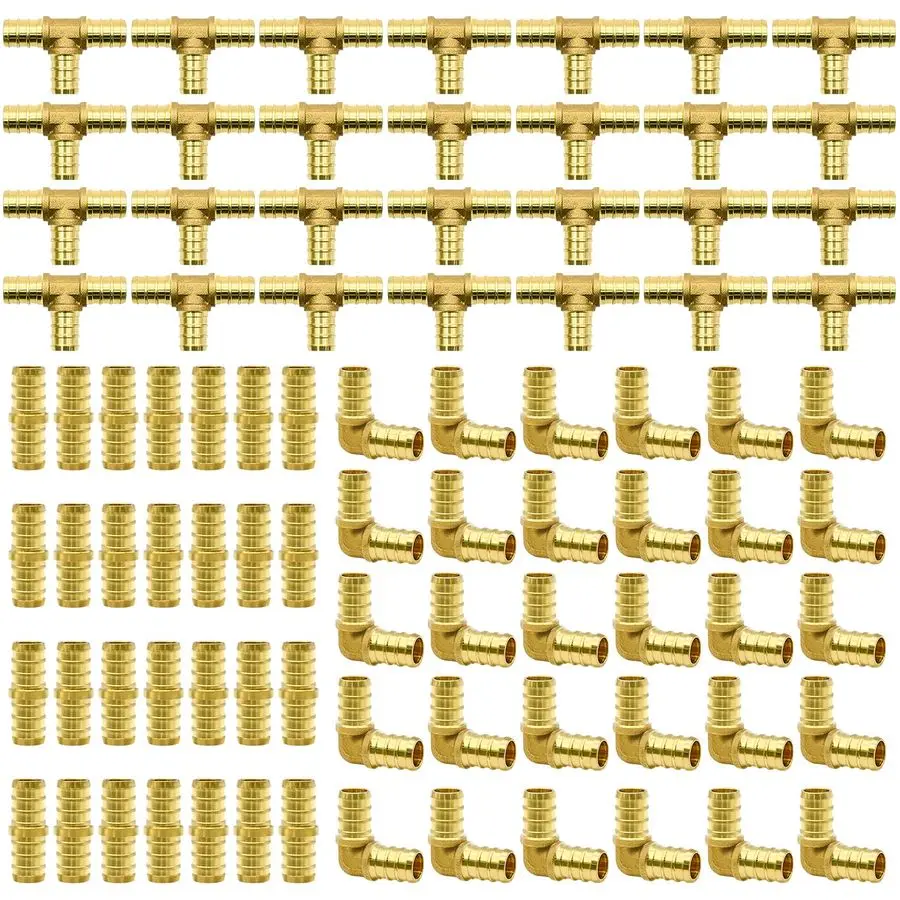 

1 2 фитинги PEX, набор прямых соединителей для локтей, комбинированный обжимной фитинг из латуни PEX с тройниками, локтями, прямыми