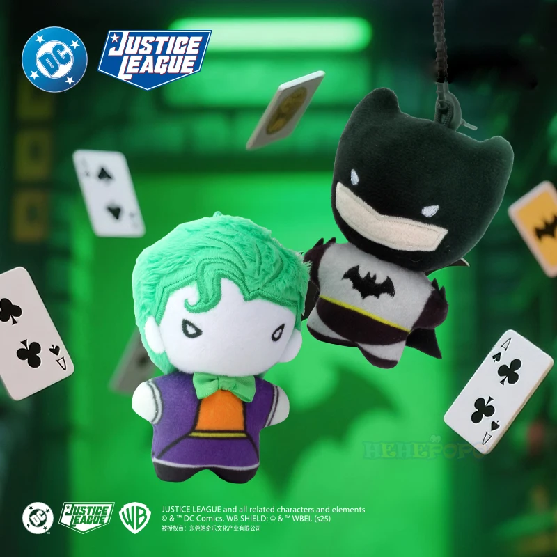 9cm 부드러운 플러시 키 체인 DC Justice League 배트맨 슈퍼맨 할리 퀸 조커 귀여운 만화 영화 인형 크리 에이 티브 크리스마스 선물