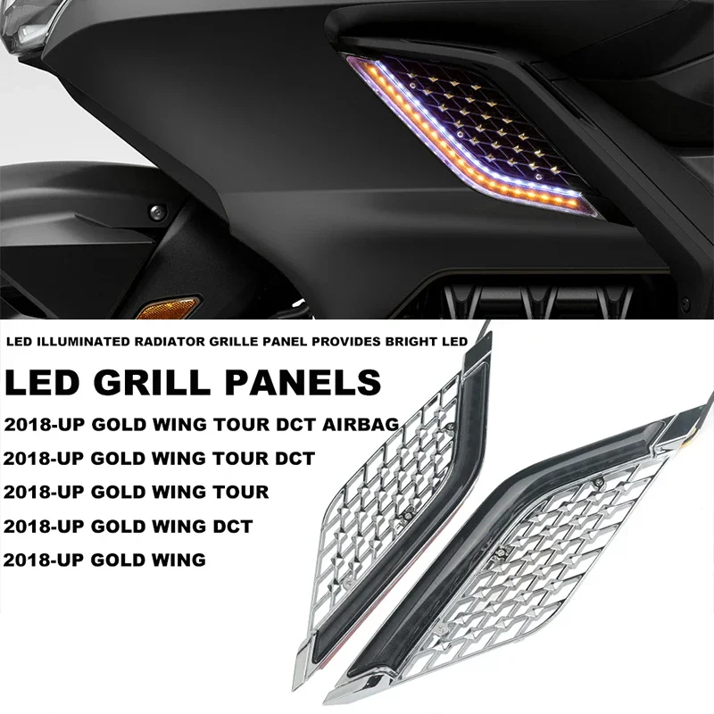 

For Honda Goldwing Gold Wing GL1800 Tour DCT Airbag 2018-2023 Motorcycle LED Light Radiator Grill Panels Decorative Light Lamp