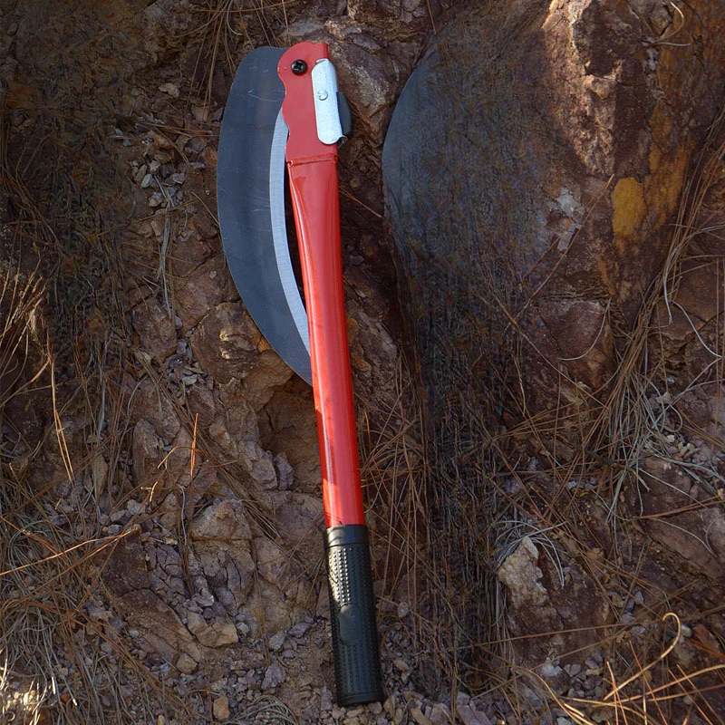 Agricultural Folding Sickle Long Handle Folding Scythe Lawn Mower Gardening Grass Weeding Knife with spare blade Garden Tool