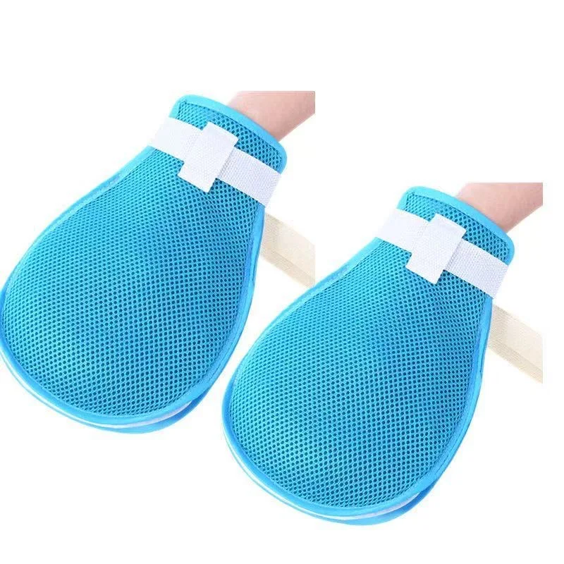 1pair Zipper Breathable Dementia Elder Patients Hand Control Mitts Gloves Prevent Injury Anti-Scratch Wrist Restraint Strap