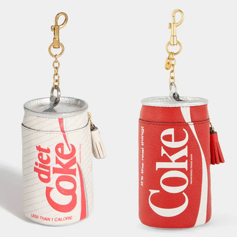 Creative Mini Can Shape Coin Purse Keychain Cute Portable Storage Bag Keyring Fashion Bag Charm Pendant Ornament for Women Girls