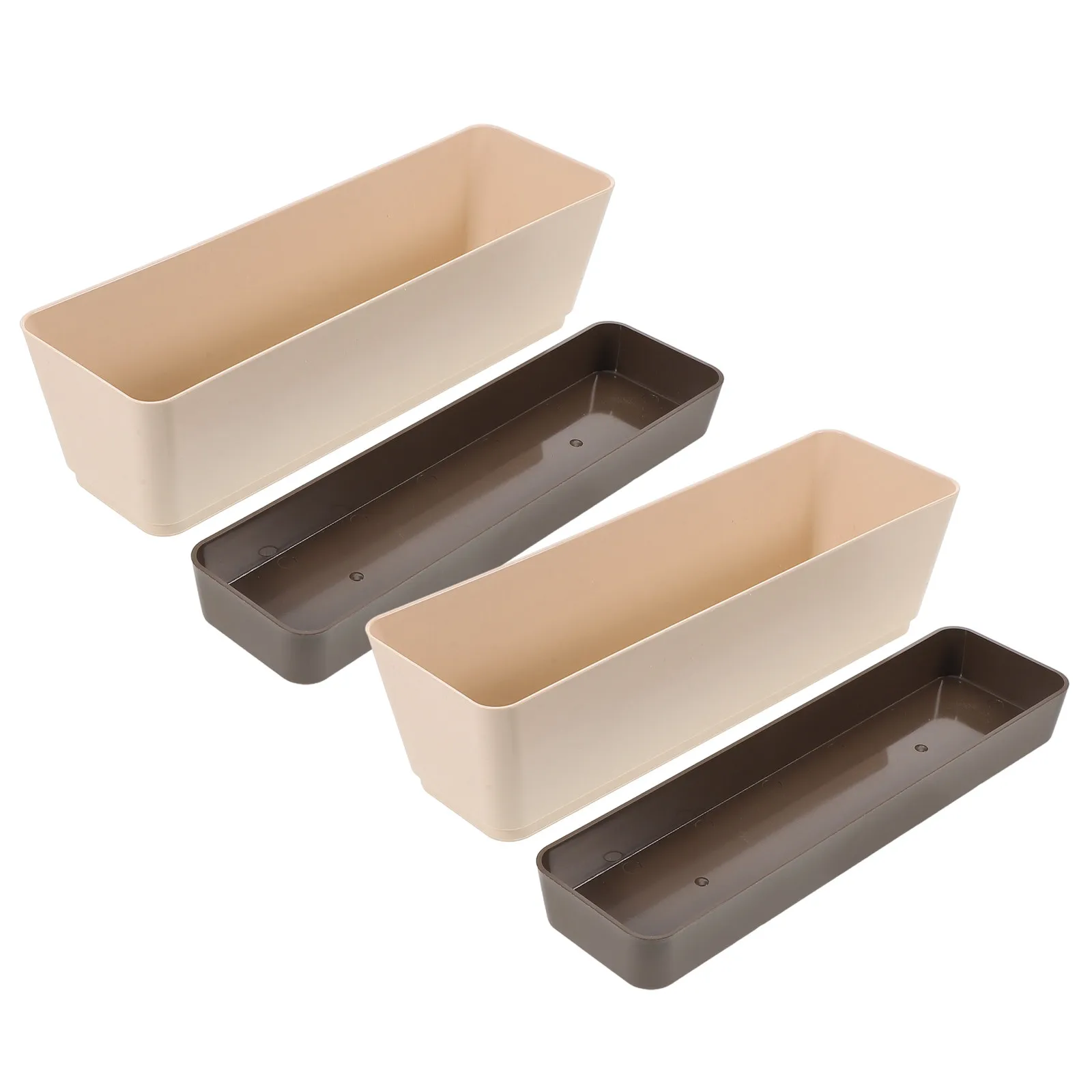 2Pcs Rectangle Window Sill Planter Boxes Plastic Flower Pots Indoor Window Garden Kitchen Decor 12.4x4 Inch Drainage Holes