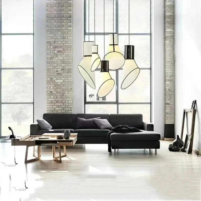 Surprising quiet style fabric pendant light LED Nordic creative art duplex staircase restaurant