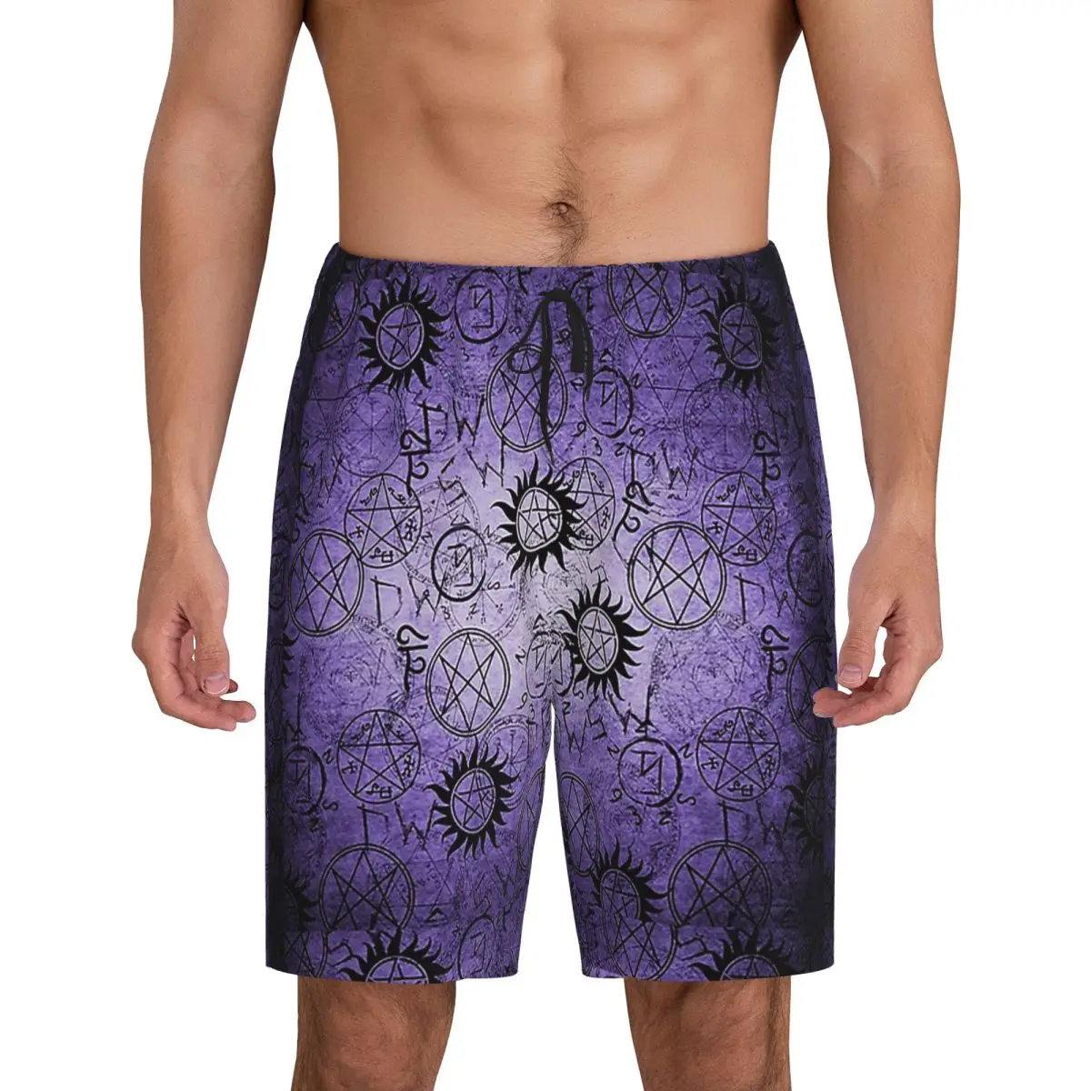 

Custom Supernatural Purple Short Pajama Pants Men Sleepwear Sleep Lounge Bottom Shorts Sleeping Pants