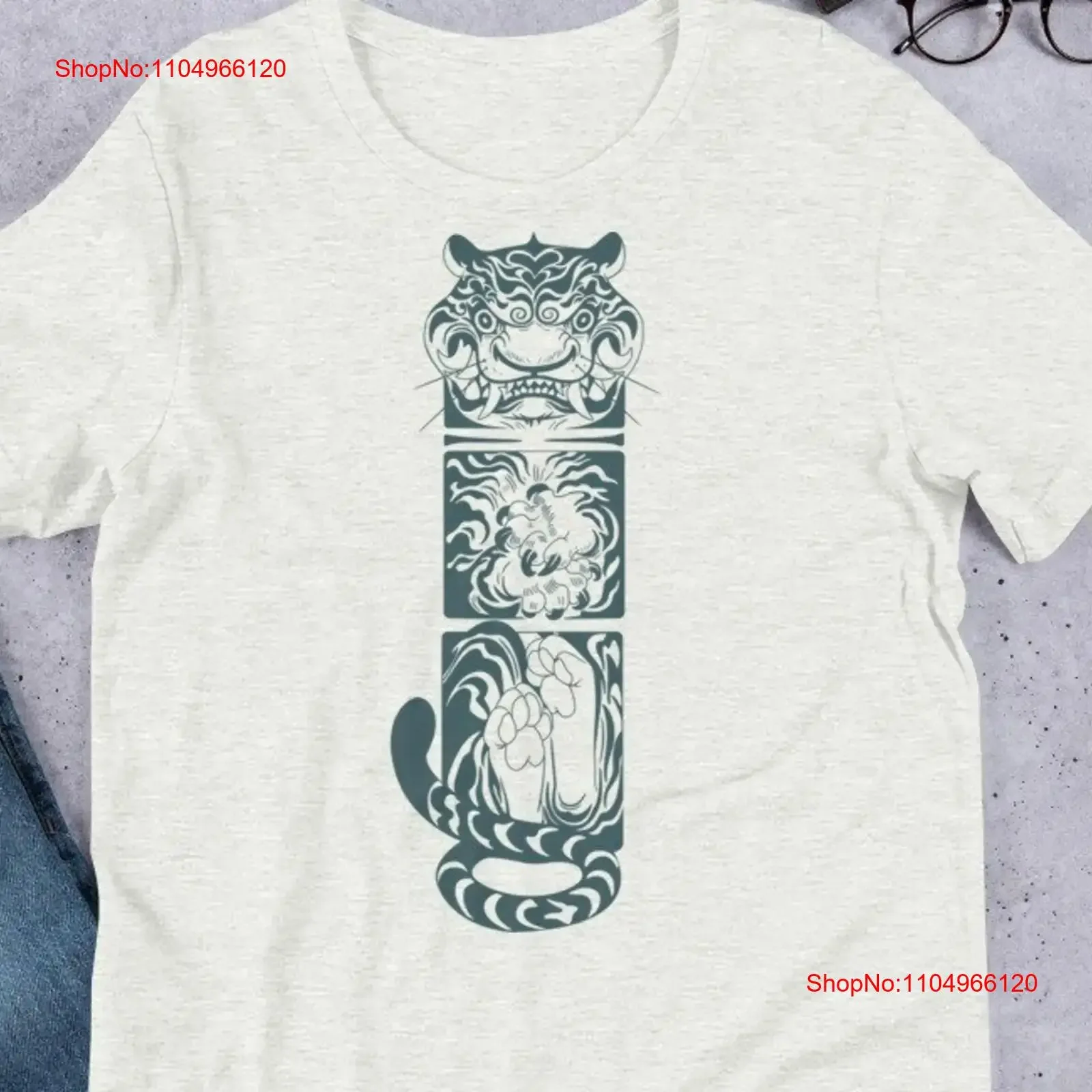 Tiger Tattoo T Shirt Ash Vintage Retro Sirt vintage Washed Slightly designer clothes Versatile Stylish graphic streetwear
