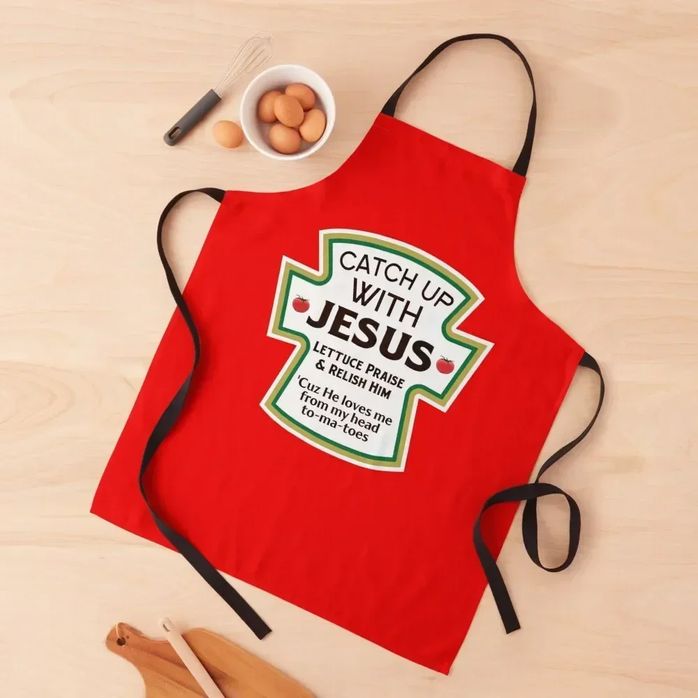 CATCH UP WITH JESUS, Jesus Apron men for home useful pieces Waterproof Kitchen For Women Apron