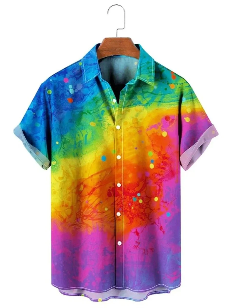 

Casual Loose ort Sve irt 3D Printed Street Sle Polyester Fabric Button up Regular Fit Printed Design Spring Collection