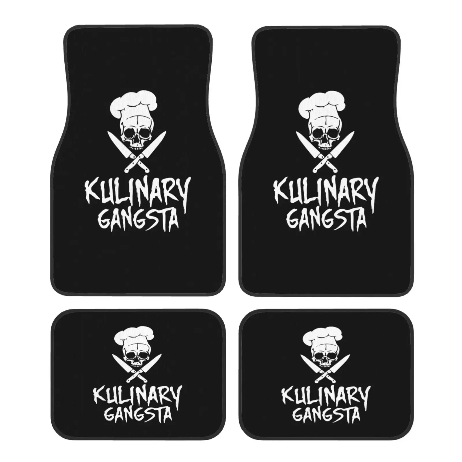 Kulinary Gangsta culinaire Chef voiture imperméable en caoutchouc tapis de voiture 4 pièces tapis de sol de voiture tapis antidérapant Auto tapis de sol tapis de sol