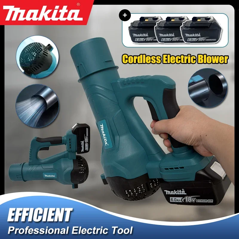 

Беспроводная воздуходувка Makita с бесщеточным двигателем, ручная, для уборки листьев, турбо-воздуходувка, электроинструмент для аккумулятора 18В