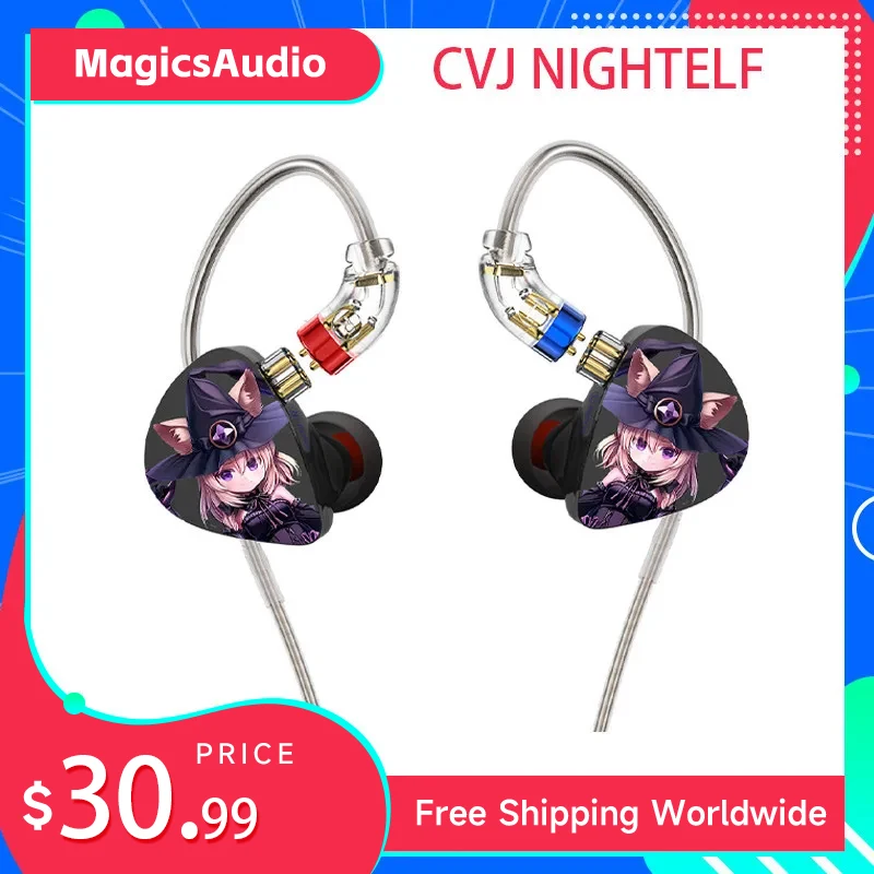 CVJ Nightelf in ear earphones Dual-channel three-unit  3.5mm metal plug earphone with silver-plated wire rod