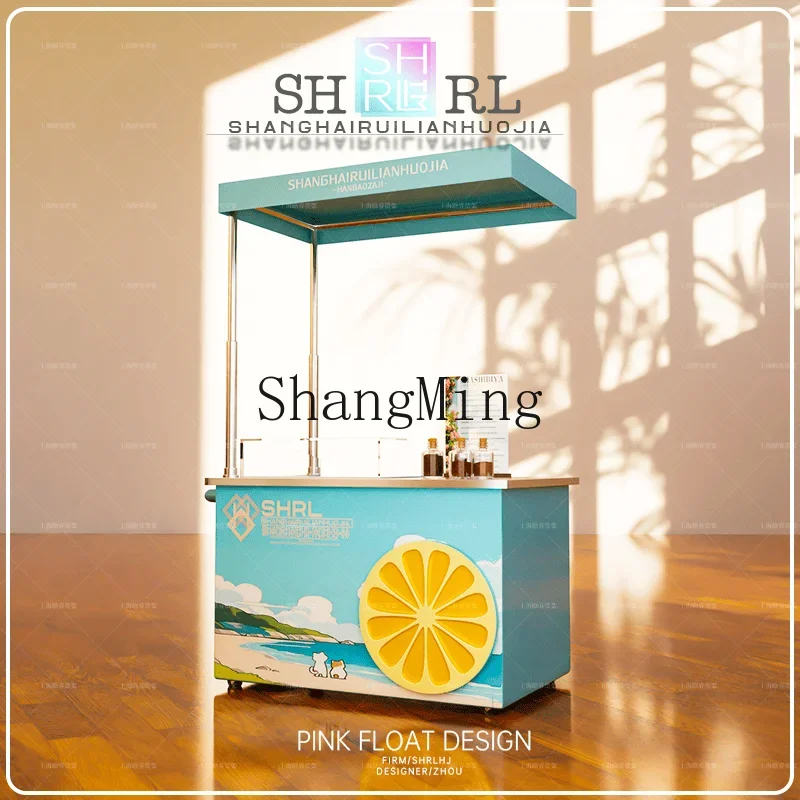 CL wrought iron flower car supermarket promotional display stand sales truck trolley Internet celebrity market mobile stall car