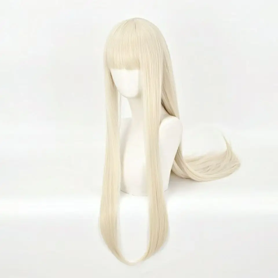 Kakegurui Yomozuki Runa Cosplay Wig, Cream Blonde Long Straight Wig, Matte High Temperature Fiber Wig for Halloween Comic Con