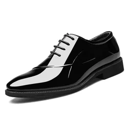 New Shiny Leather Shoes 2024 Men Business Formal Shoes All-match Wedding Party Shoes for Men Black Patent Leather Italian
