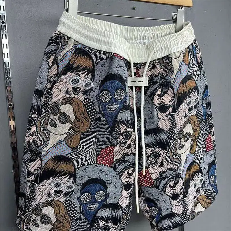 High-End Summer New Casual Loose Beach Pants Men's Famous Five-Four Shorts Straight Leg Polyester Fiber Sporty Shorts