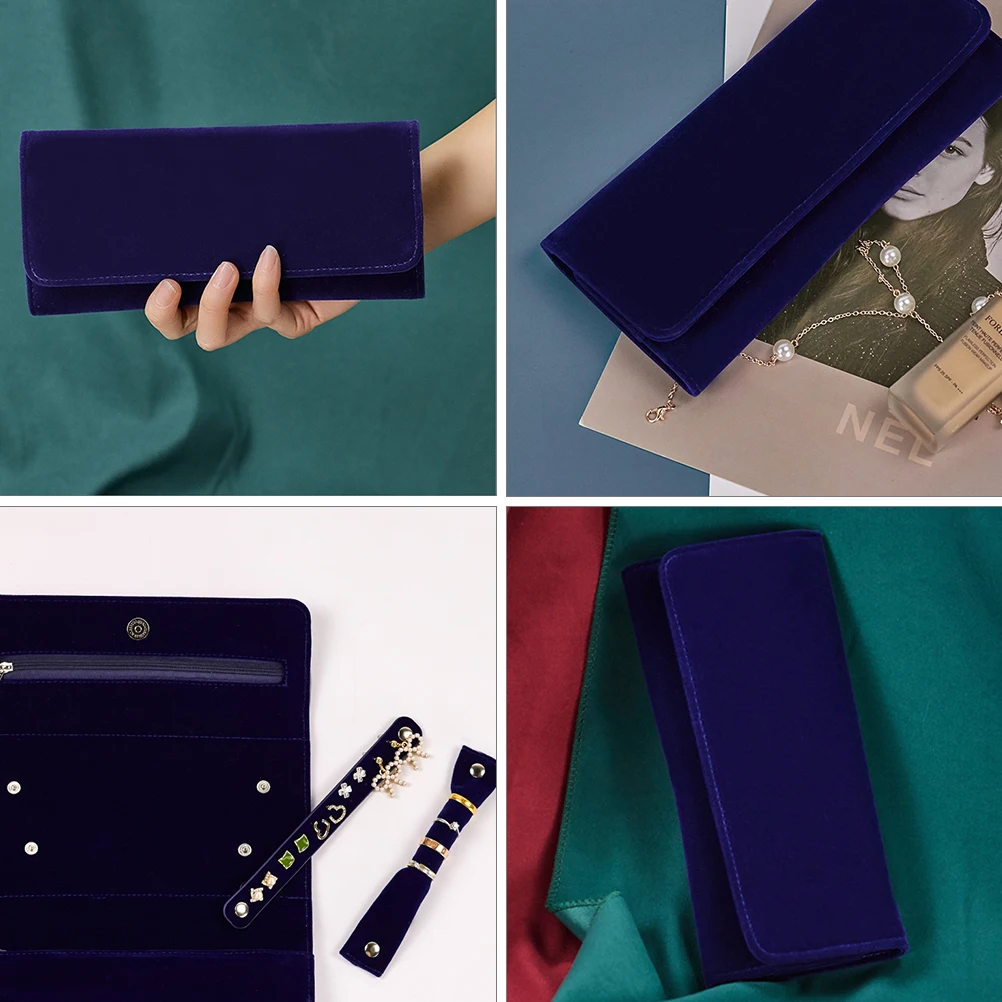 

Jewelry Storage PVC Suede Fabric Necklace Ring Earrings Travel Home Jewelry Packing Bag Compact Lightweight Wallet Card Case