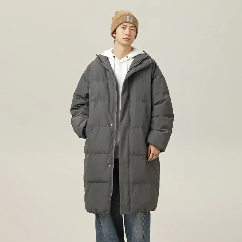 

Мужское хлопковое пальто средней длины, зимнее, плотное и теплое, водонепроницаемое, с капюшоном, модная брендовая повседневная хлопковая куртка до колена