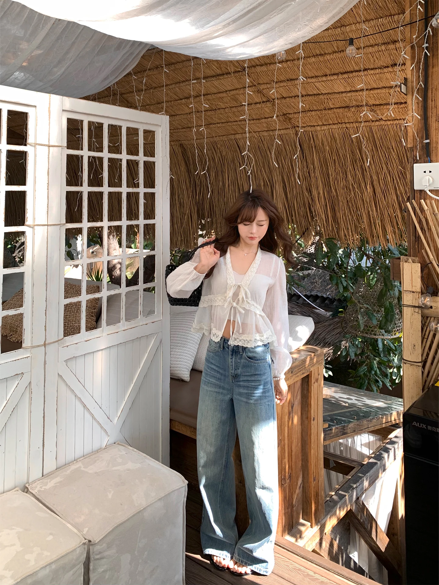 

Slim Straight Wide Leg Jeans Women's Summer Casual Pants Floor Length Trousers Small Stature Ladies Fashion Cotton Zipper