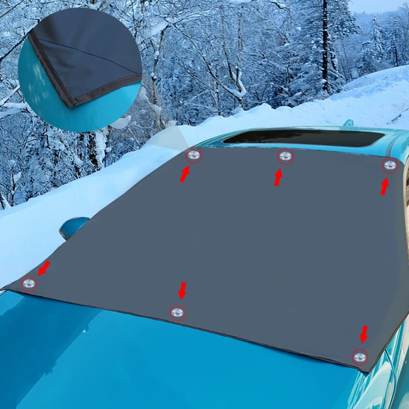 Universal Car Front Windscreen Cover Magnetic Sunshade Cover Snow Blocking Waterproof  Sunshade Protective Covers 210x122cm