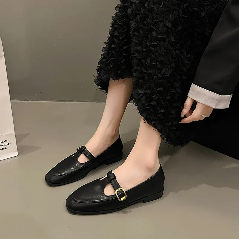 Fashion Women Loafers Ballet Dance Shoes Slip On Cross Strap  Black Beige Brown Flat Low Heels Autumn Spring Dress