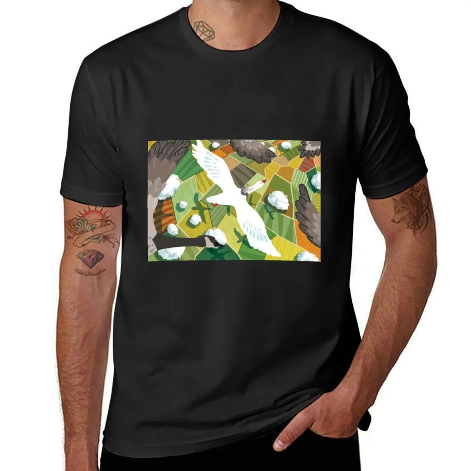 Nils With Wild Geese T-Shirt tops customs design your own new edition blacks black t-shirts for men