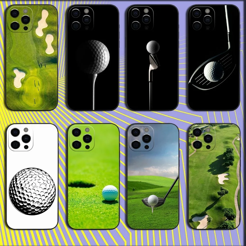 Ball Golf Course Phone Case For iPhone 16,15,14,13,12,11,Pro,X,XS,Max,XR,Plus,Mini Soft Black Cover