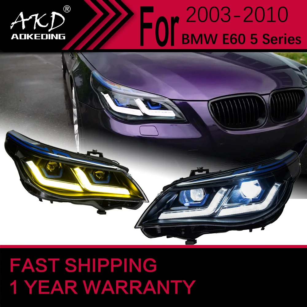 Car Lights for BMW E60 5 Series LED Headlight 2003-2010 520I 523I 530I Head Lamp Drl Projector Lens Automotive Accessories