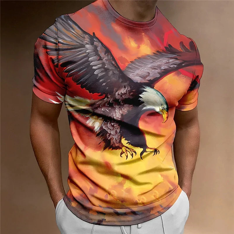 

Funny 3D Eagle Pattern Print Men's T Shirt Casual O-neck Short Sleeve Tops Fashion Comfortable Oversized T-shirt Summer Clothing